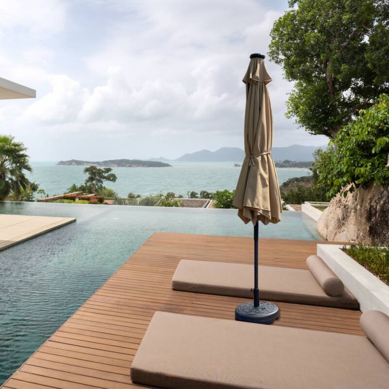 Outdoor Patio Umbrella 10 Ftx6.5 Ft Rectangular with Crank Weather Resistant UV Protection Water Repellent Durable 6 Sturdy Ribs