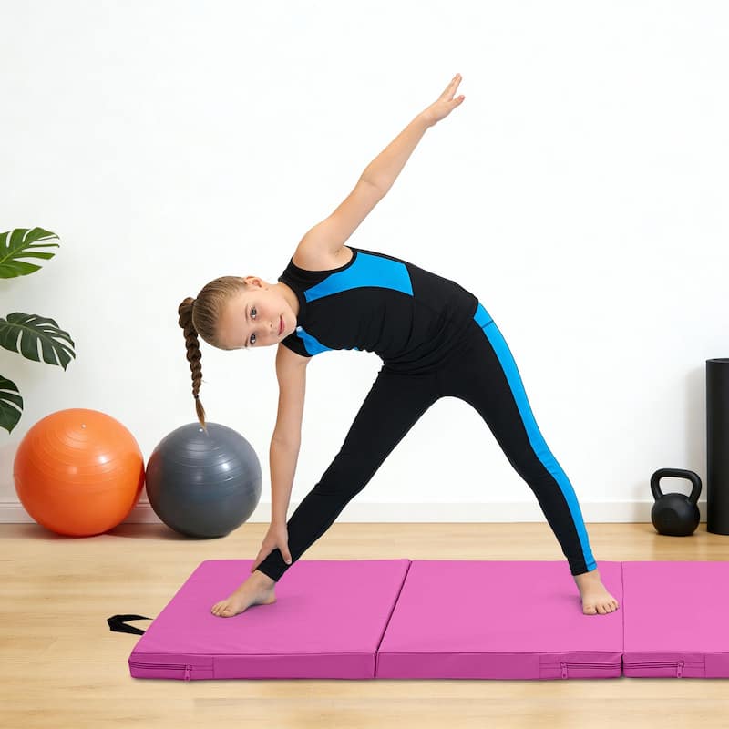 Zenova Gymnastics Mat 6' x 3' x 2" Four Fold Folding Exercise Mat with Carrying Handles