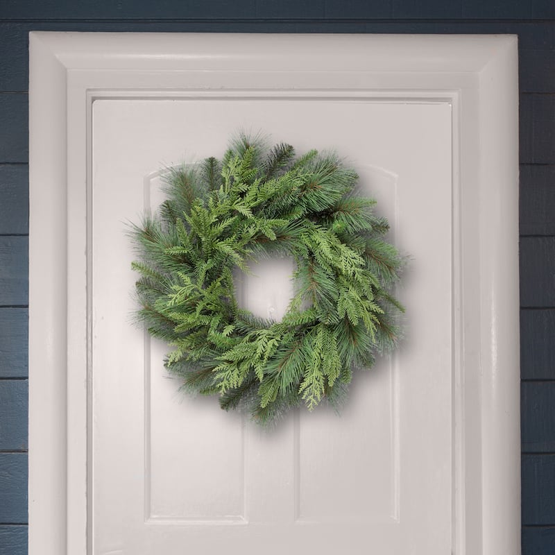 24" Uv Natural Touch Bristle Pine Evergreen Wreath