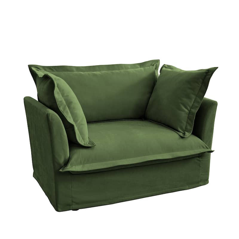 Chenille Slipcovered Armchair with Deep Seat & 3 Pillows (300lb Capacity)