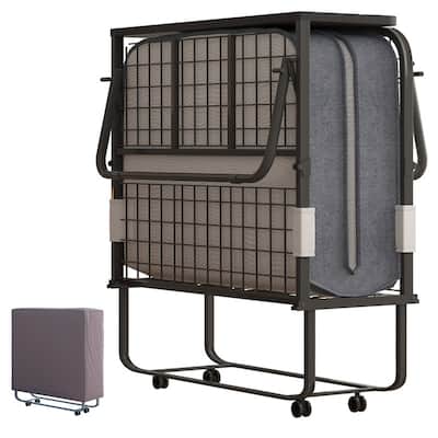 Mixoy Folding Bed with Mattress,Portable Foldable Roll Away Adult Bed for Guest,with Dustproof Bag & Baffle