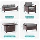 preview thumbnail 3 of 31, Bonosuki 8 Pieces Patio Sofa with Rectangle Fire Pit Table and Ottomans, All-Weather PE Rattan Wicker Sofa with Cushion, Gray