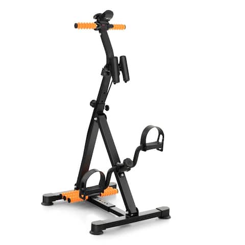 Adjustable LCD Pedal Exercise Bike with Massage-Yellow - 17-21" x 17.5" x 34.5-39.5" (L x W x H)