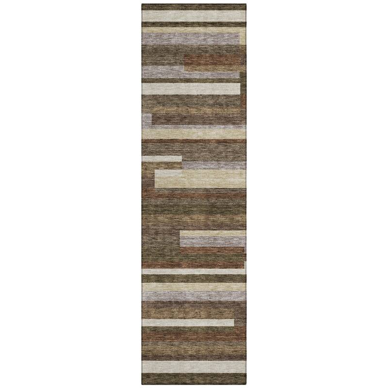 Machine Washable Indoor/ Outdoor Chantille Contempory Stripe Rug
