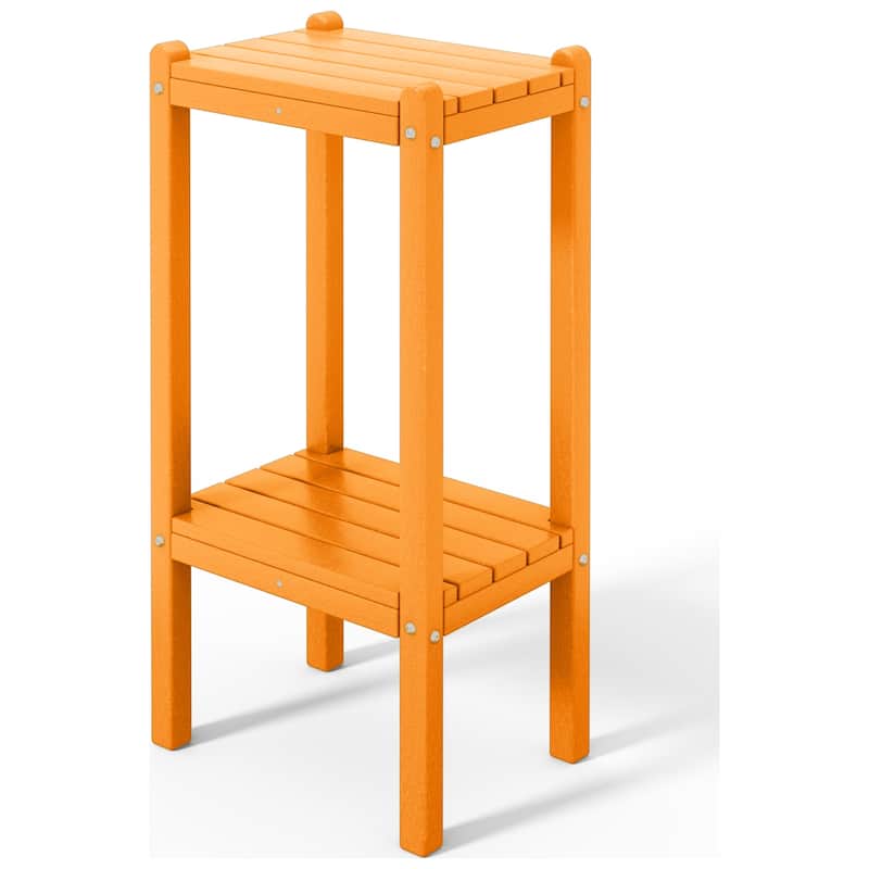 Polytrends Laguna Hdpe All Weather Outdoor Patio Two Shelf Square Table