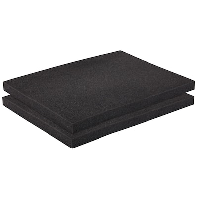 2 Pack Black Packing Foam Sheets, 1 Inch Polyurethane Cushioning Inserts for Cases, Moving, 12 x 16 In