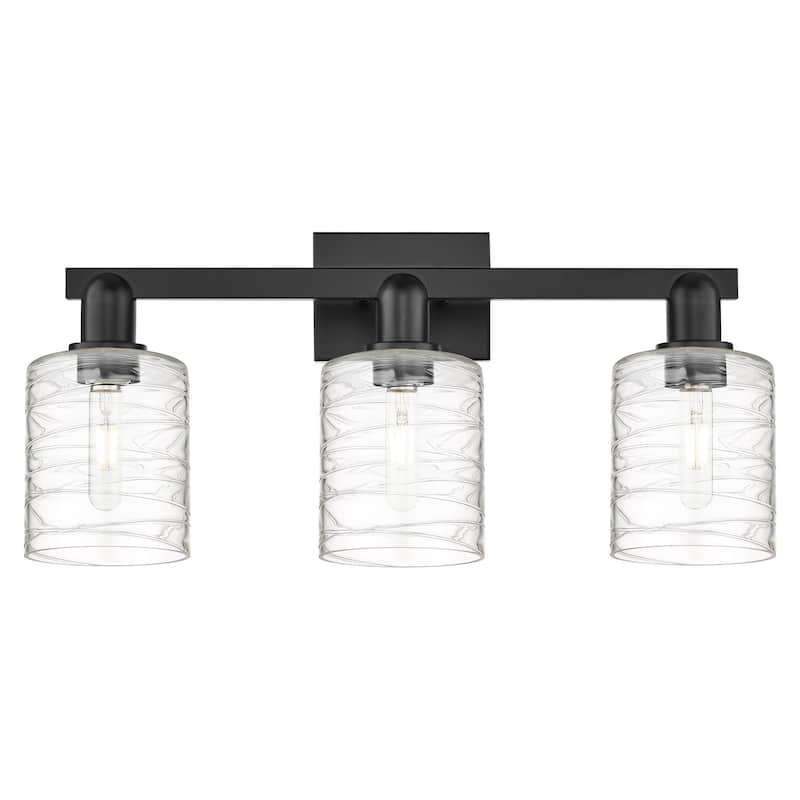 Innovations Lighting 716-3W-11-24 Cobbleskill Vanity Cobbleskill 3 - Matte Black / Deco Swirl