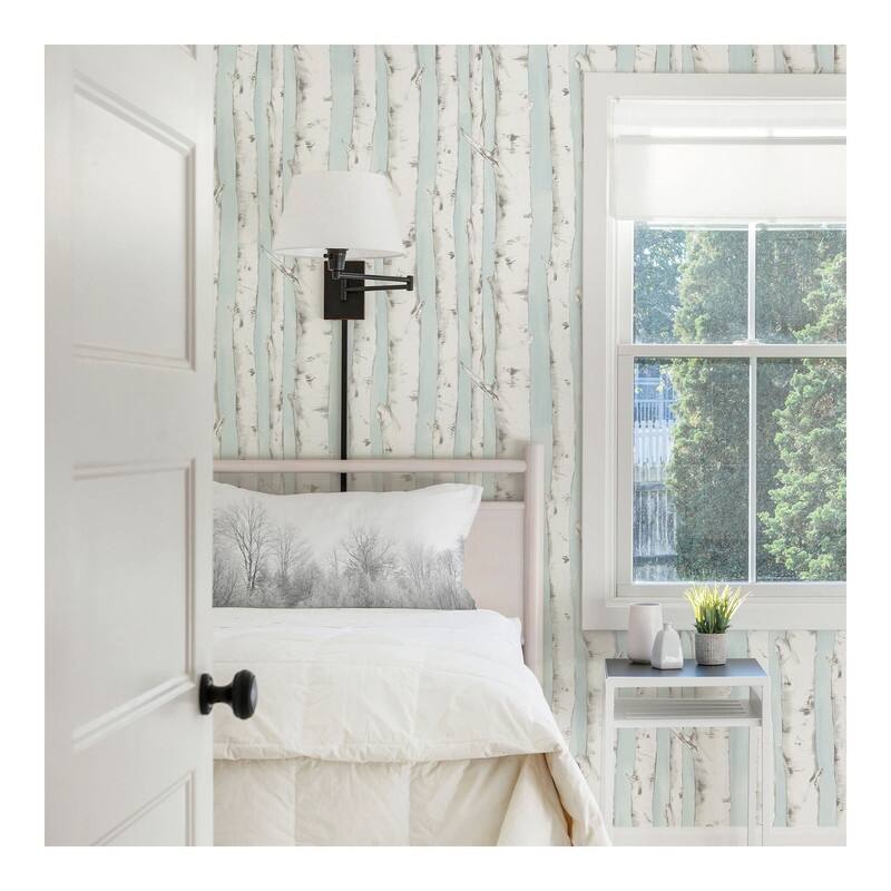 Chesapeake Pioneer Light Blue Birch Tree Wallpaper - 20.5 x 396 x 0.025