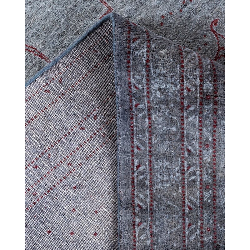 Overton Hand Knotted Wool Vintage Inspired Modern Contemporary Overdyed Gray Area Rug - 9' 1" x 12' 0"