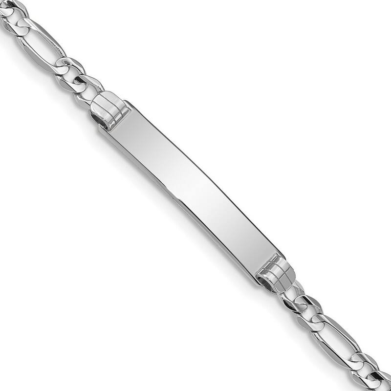 Curata 5mm 14k White Gold Engravable Figaro Link ID Bracelet