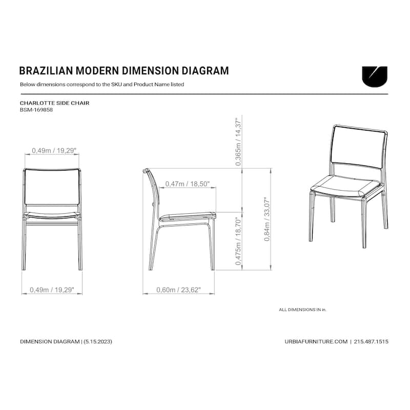 Modern Brazilian - Charlotte - Cane Side Chair - Medley Ivory Seat - Ebano Frame - Natural Cane Webbing