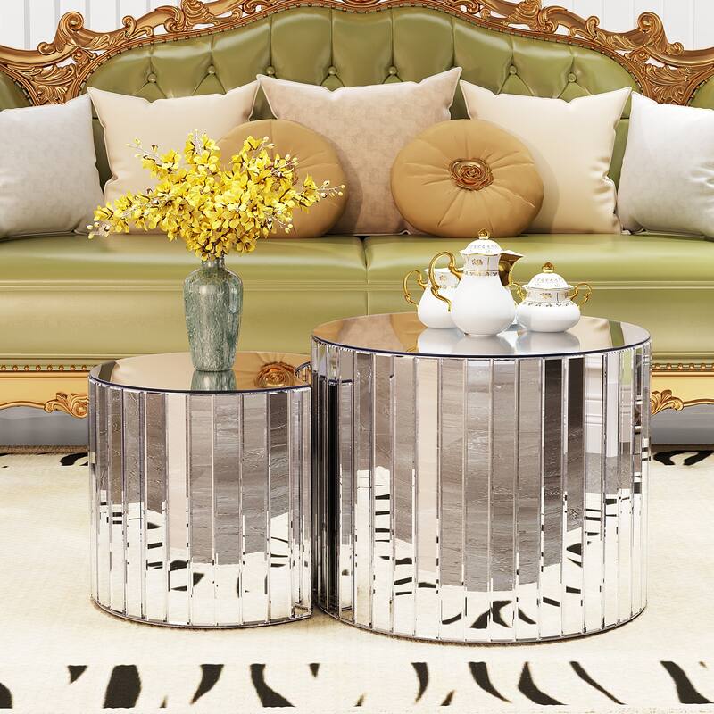 Luxury mirror coffee table - silver modern living room furniture Small coffee table suitable for modern home furniture - Silver