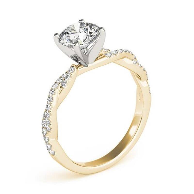 Auriya 14k Gold 3/4ctw Twisted Moissanite and Diamond Engagement Ring 1/5ct TDW