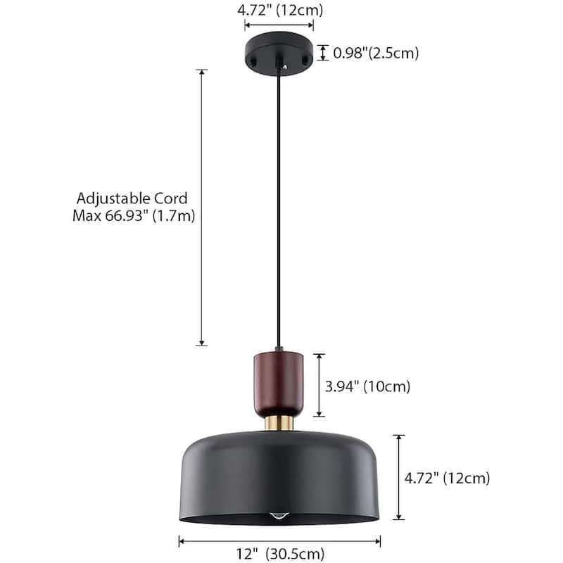 Industrial pendant light with brass accent adjustable kitchen lighting fixture