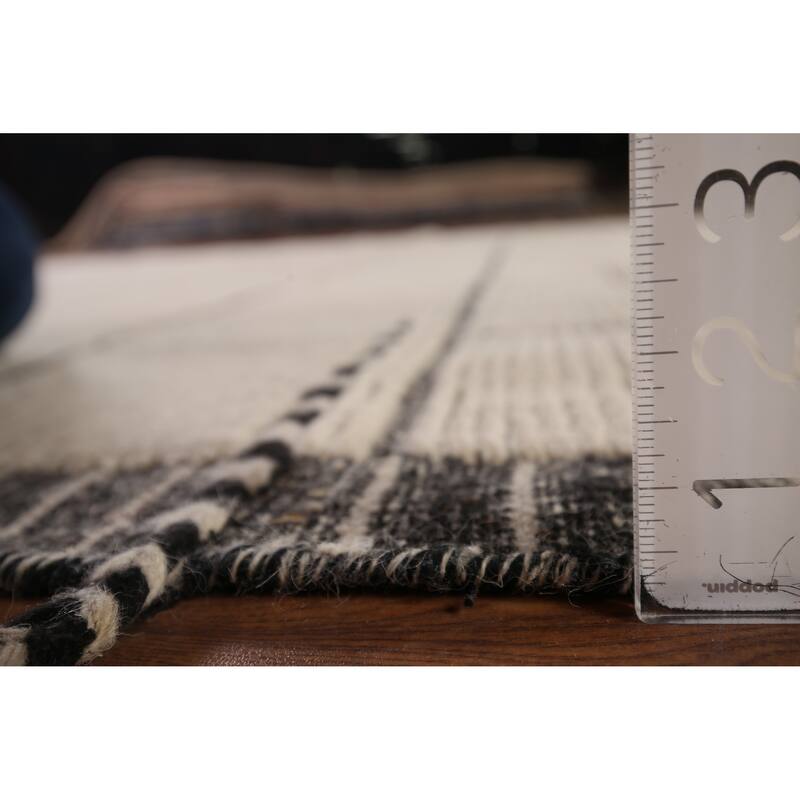 Checkered Moroccan Oriental Area Rug Hand-Knotted Wool Carpet - 8'11" x 12'9"