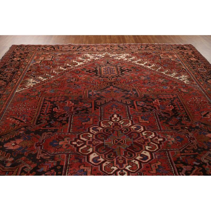 Vintage Vegetable Dye Heriz Persian Area Rug Hand-knotted Wool Carpet - 9'11" x 12'10"
