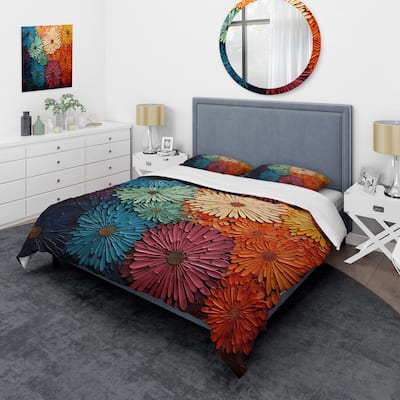 Designart "Mid Century Sunburst Serenade III" Multi-Color Mid-Century - Bedding Cover Set With Shams