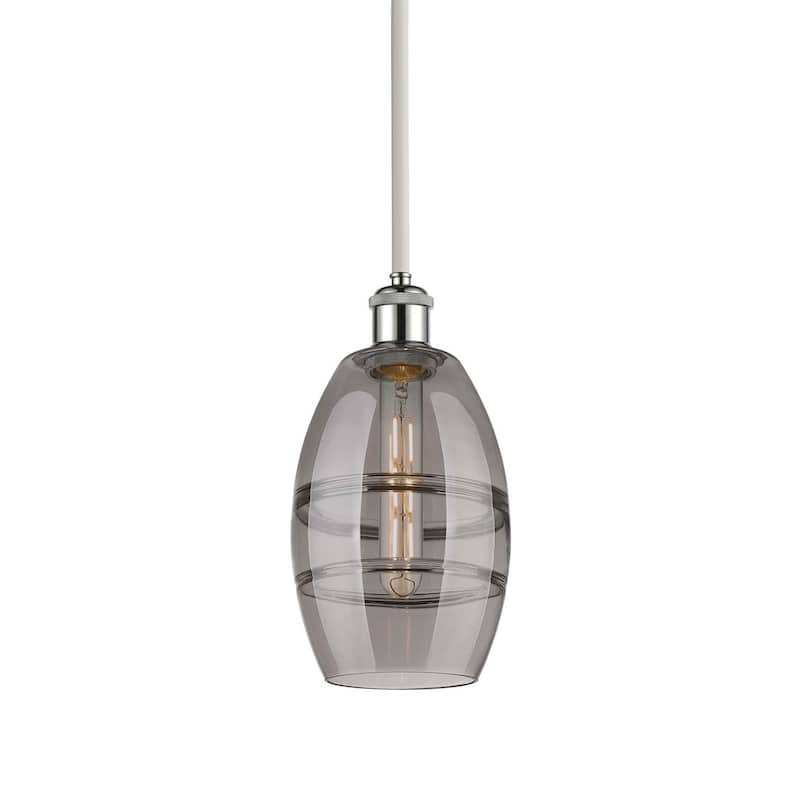 Innovations Lighting 516-1S-9-6 Vaz Pendant Vaz 6" Wide Mini Pendant - White Polished Chrome / Light Smoke