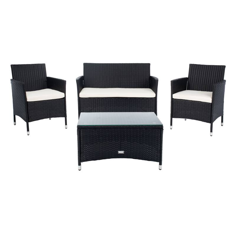 SAFAVIEH Outdoor Tamya 4-Piece Patio Conversation Set - 41W x 31D x 23H