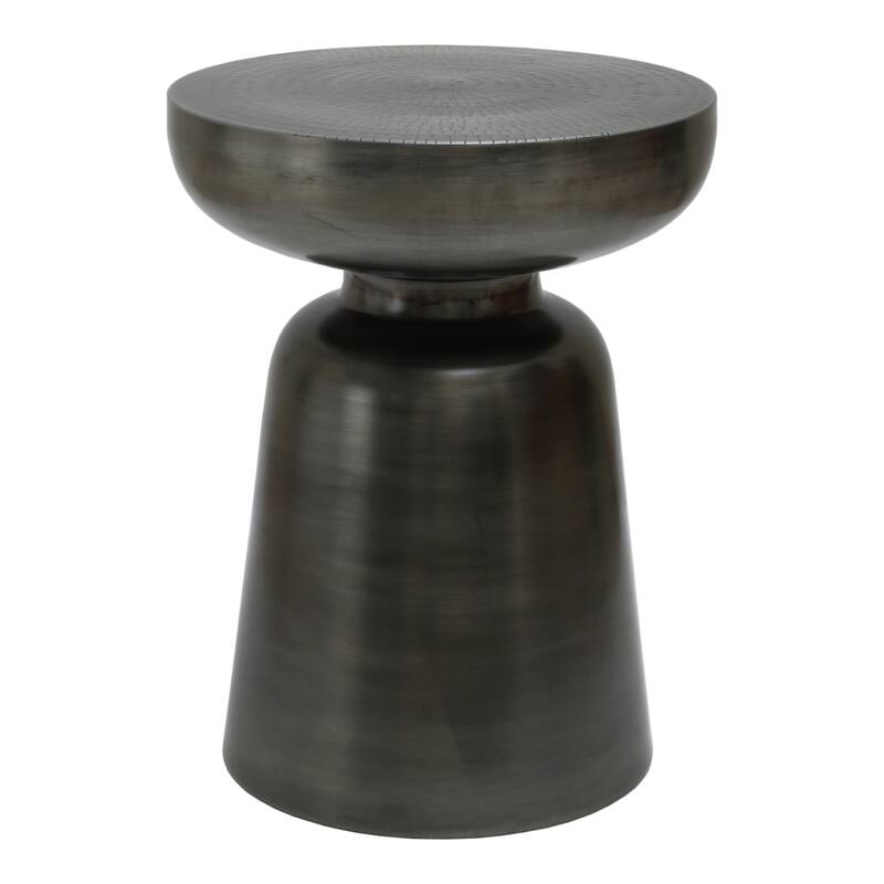 NADAAL STUDIOS Theo Accent Table, Solid Iron, Round Design, Antique Nickel Finish, Antique Copper Finish - Antique Nickel