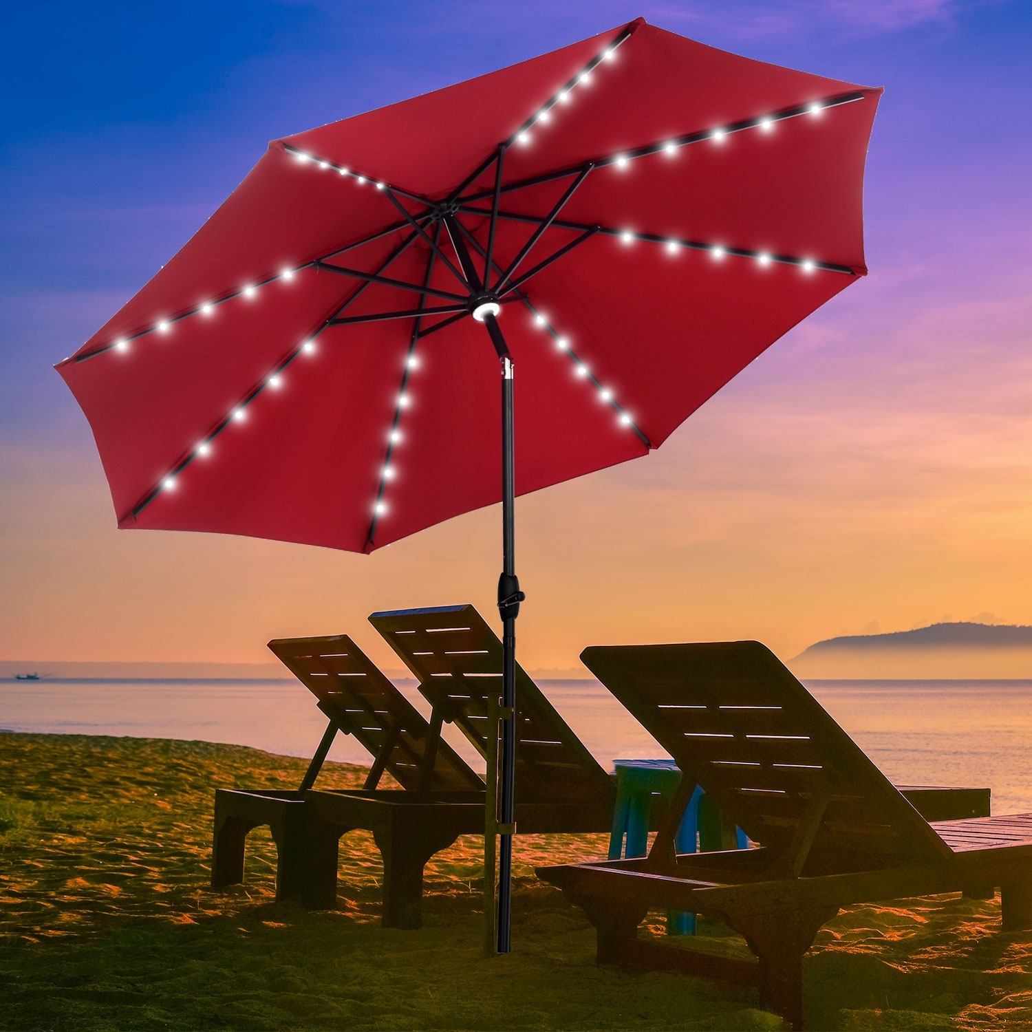 10ft solar led lighted patio umbrella 2025