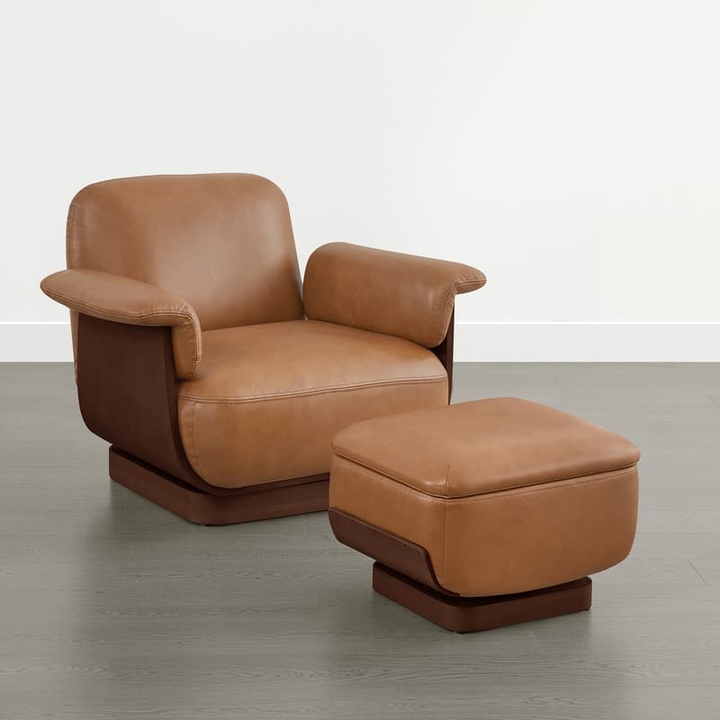 Spruce & Spring Modern Rounded Swivel Accent Chair & Storage Ottoman Set Living Room Set