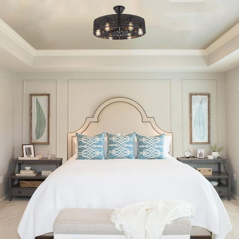 26” Modern style ceiling light black bedroom ceiling fans plastic fan and light