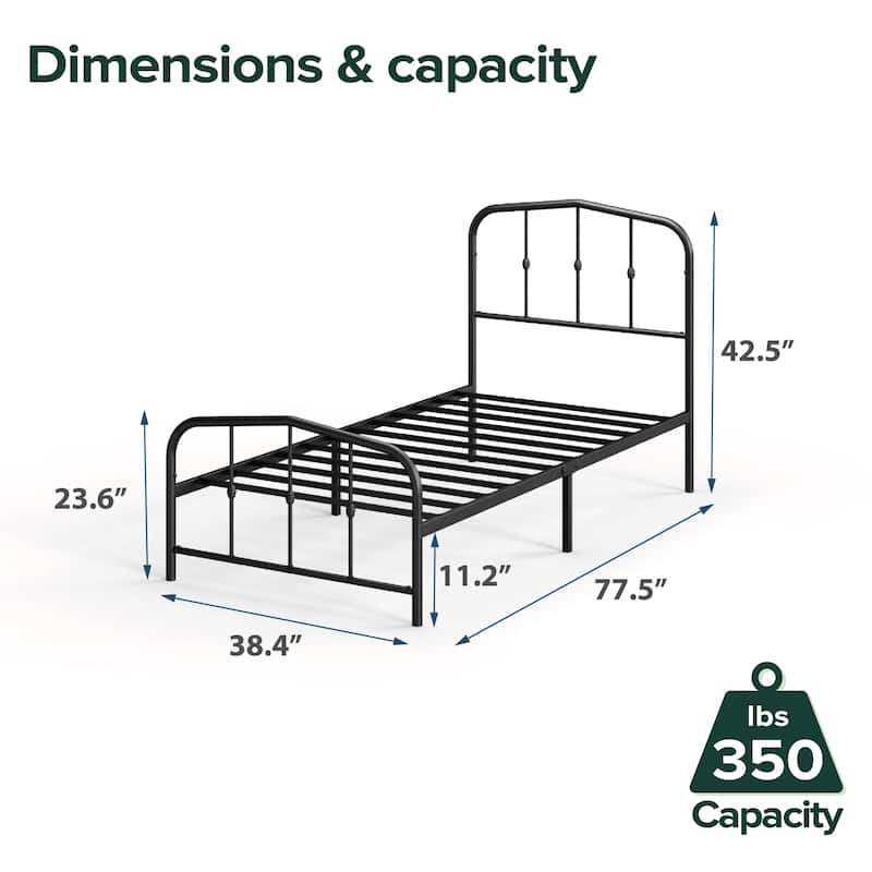 Priage by ZINUS Traditional Metal Platform Bed Frame - Black - Twin