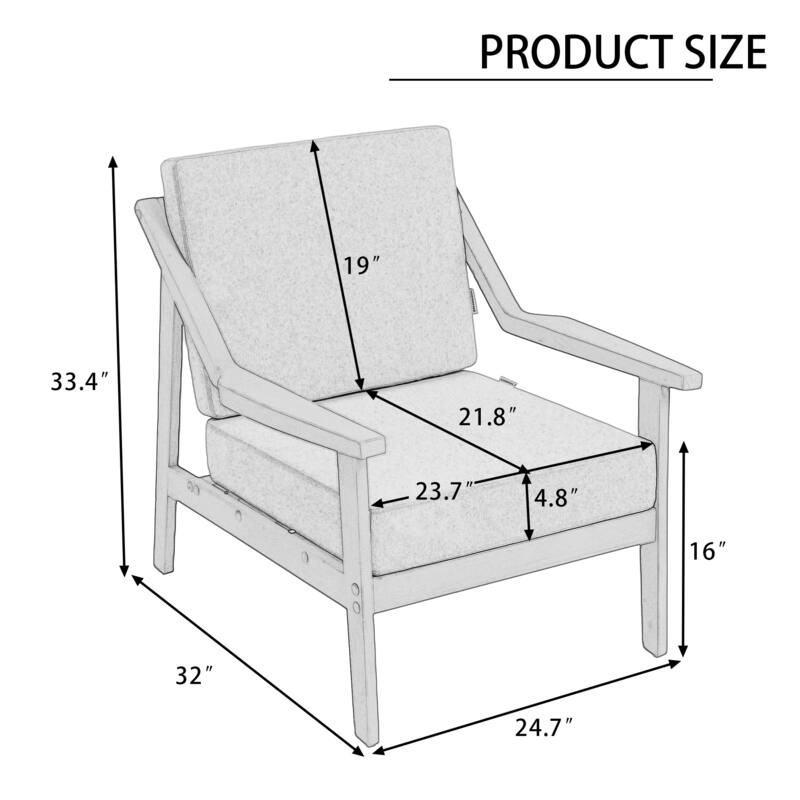 Outdoor Patio Club Chair Arm Lounge Cushion Chair (Set of 2)