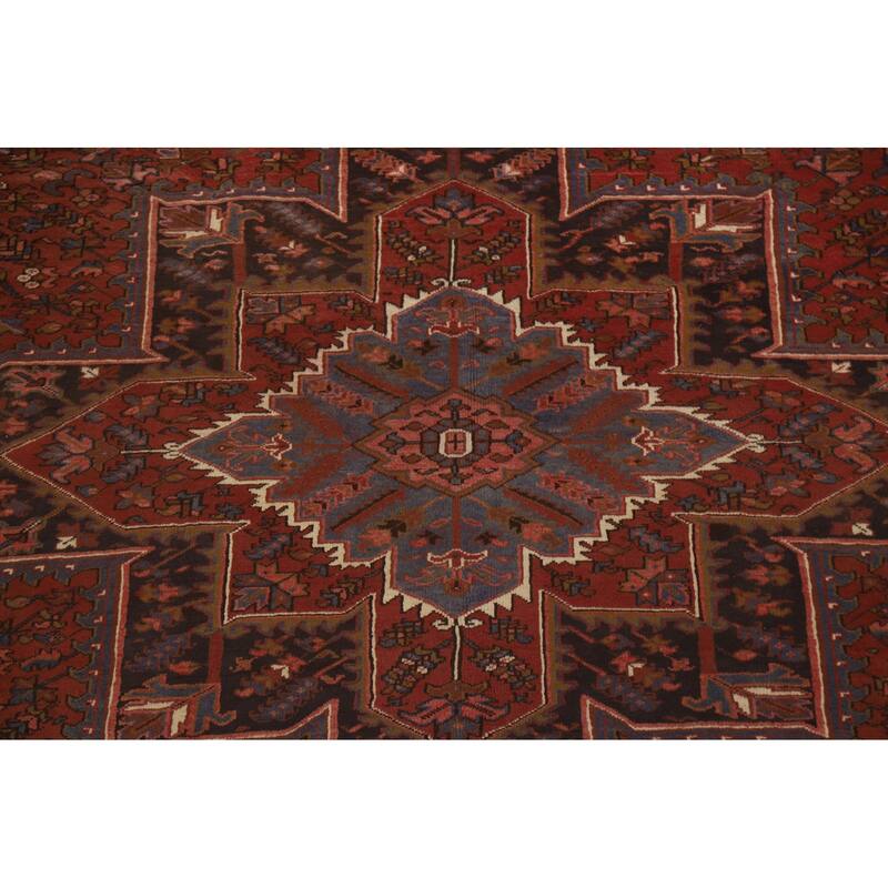 Hand Knotted Oriental 100% Wool Carpet Traditional Medallion Red Heriz Area Rug - 12' 8'' X 9' 10''
