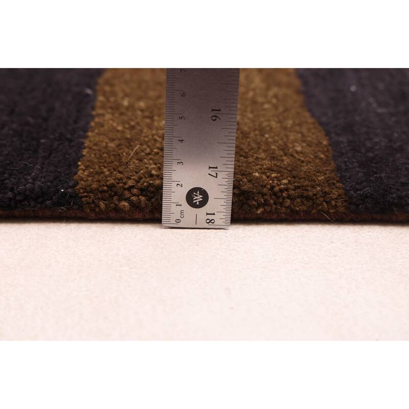 ECARPETGALLERY Hand-knotted Opulence Dark Brown Wool Rug - 4'1 x 5'11