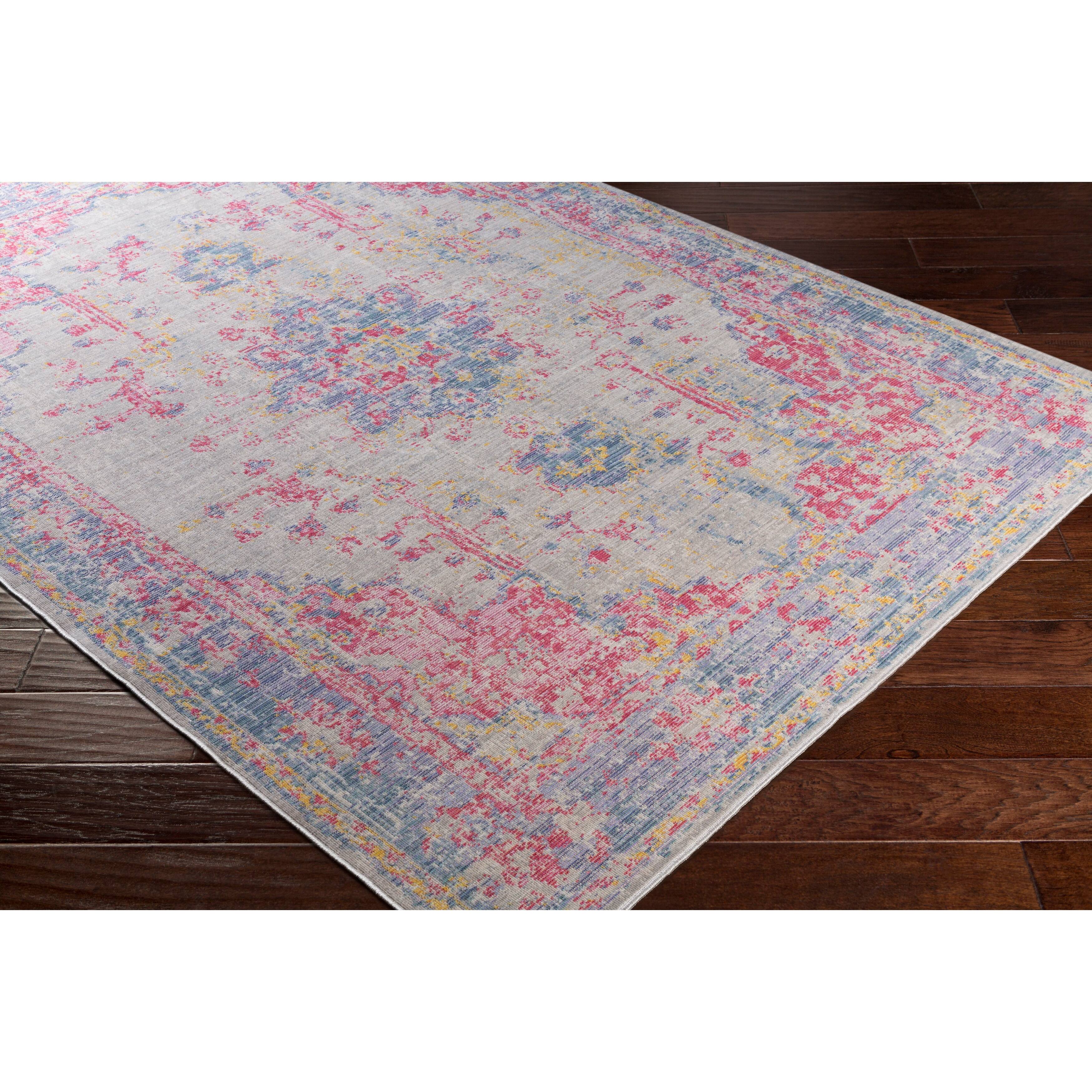 Vintage Distressed Oriental Pink and blue Area Rug 2' x 3' On Sale