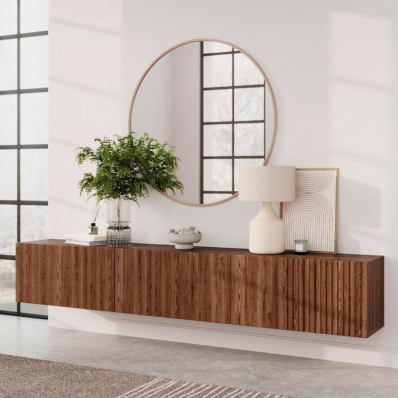 Living Skog Alessio White 59 in. Floating TV Stand Fits TV's up to 65 in. with Wall Mount Feature