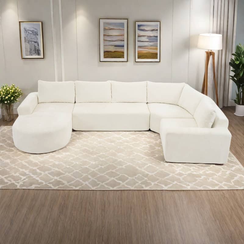 139" Chenille Modular Cloud Sectional Sofa with Deep Seating, Pocket Spring Support, and 5-Piece U-Shaped Configuration