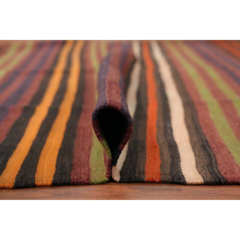 Hand Woven Oriental 100% Wool Carpet Southwestern Geometric Multi-Colored Kilim Area Rug - 6' 6'' X 5' 4''