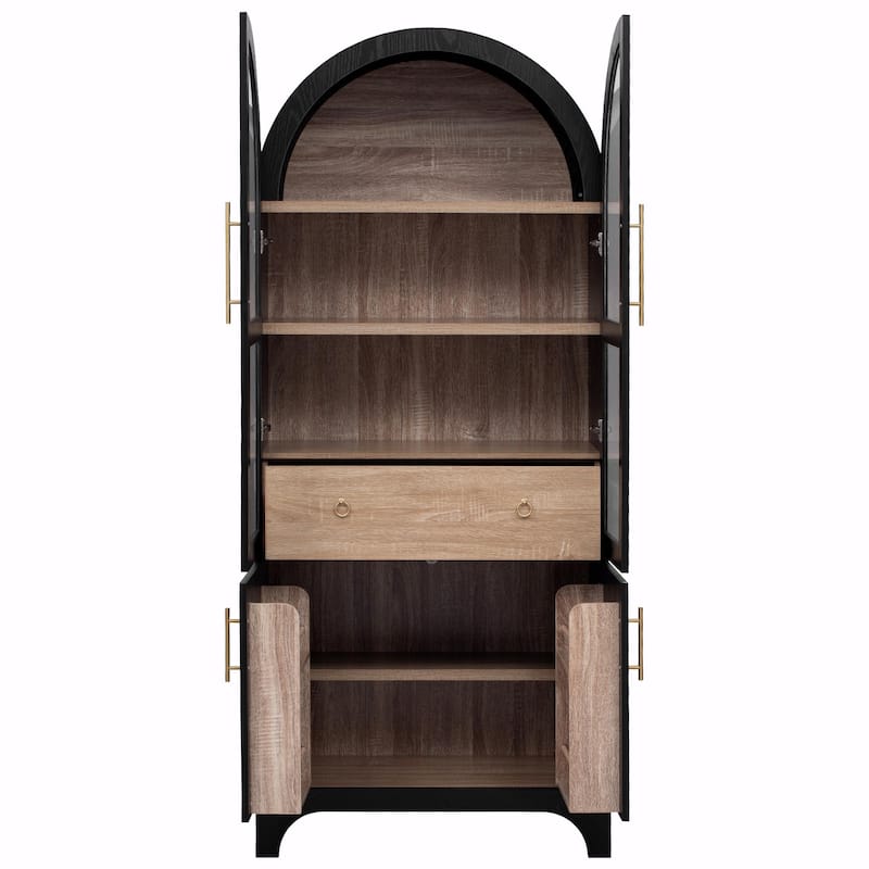 71" Tall Arched Kitchen Pantry Cabinet with Door Shelves