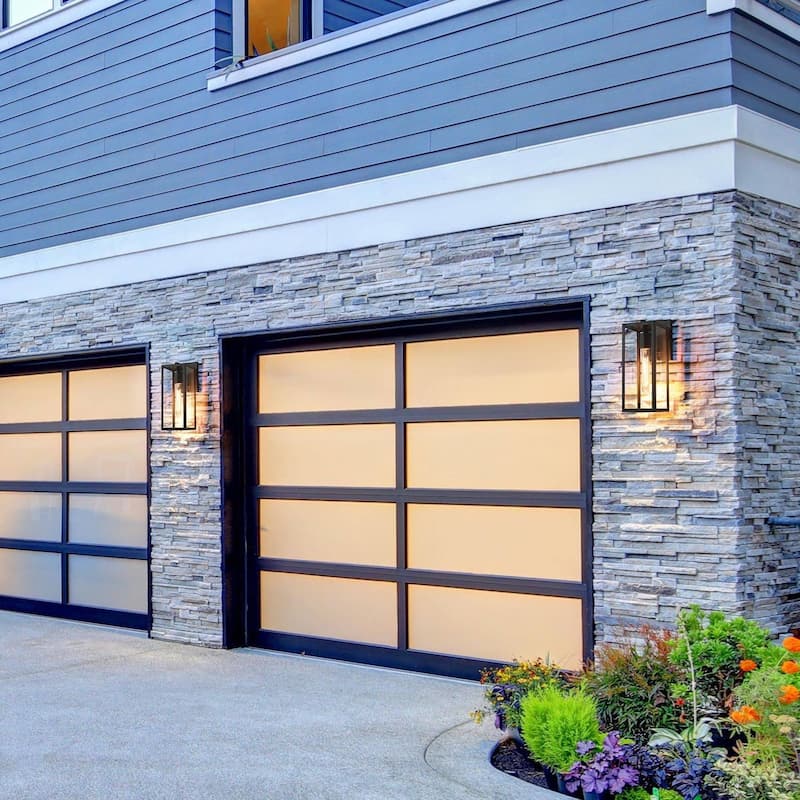 Bern 1-Light Black Outdoor Wall Sconces with Clear Glass Patio Lights - L 5"x W 7.5"x H 14"