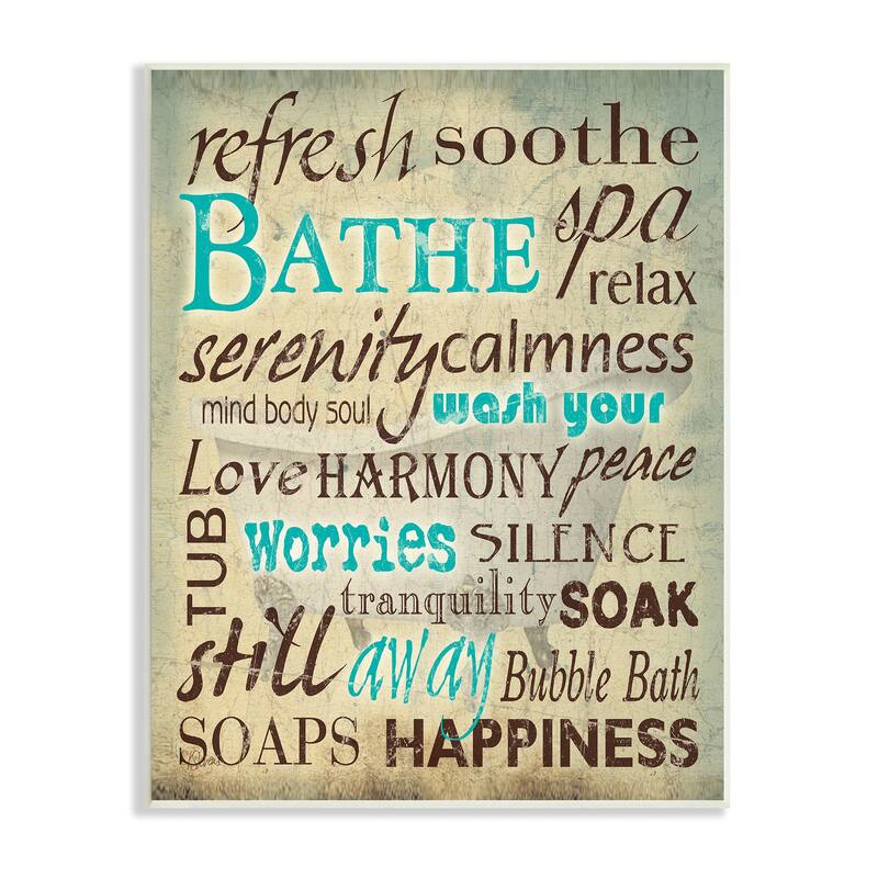 Stupell Bathe Wash Your Worries Bathroom Wall Art