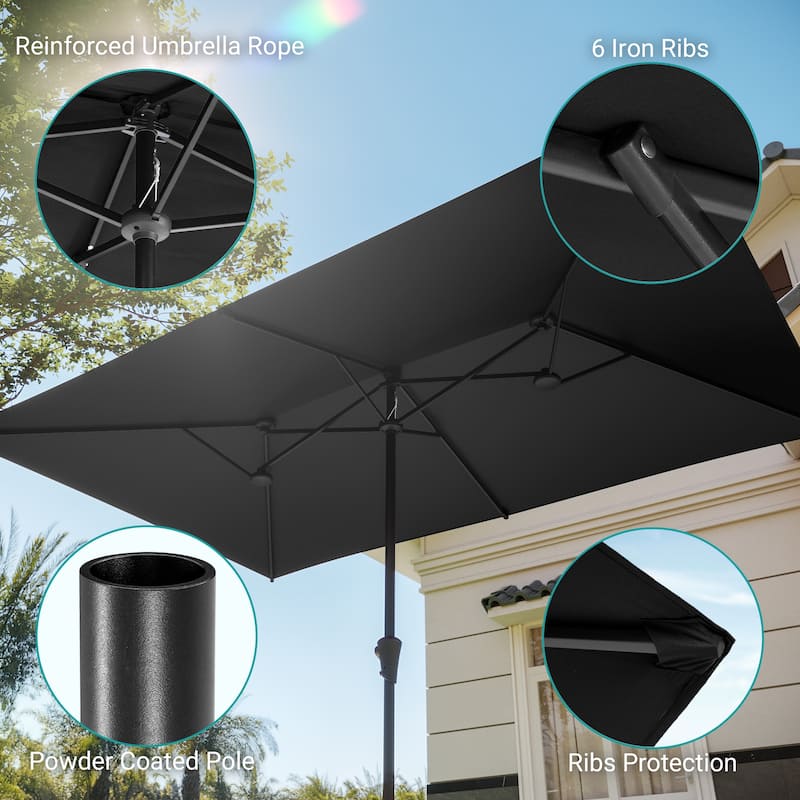 BONOSUKI 11x7/10x6.5ft Double-Sided Patio Umbrella with Large Canopy Outdoor Table Umbrella for Garden