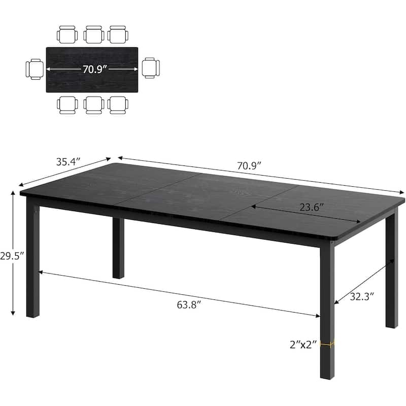 Industrial Dining Table for 8, Wooden Long Dinner Table, Kitchen Table