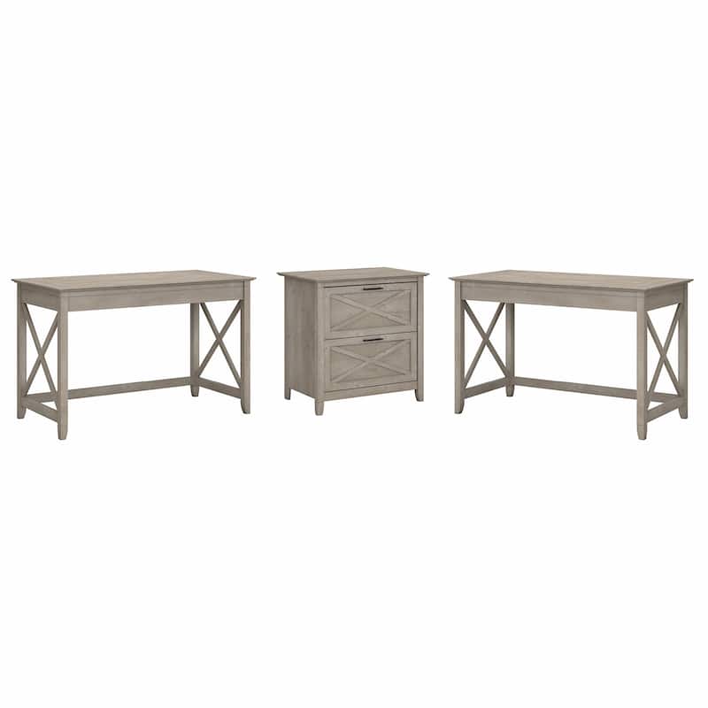 Key West 2 Person Desk Set with Lateral File Cabinet by Bush Furniture