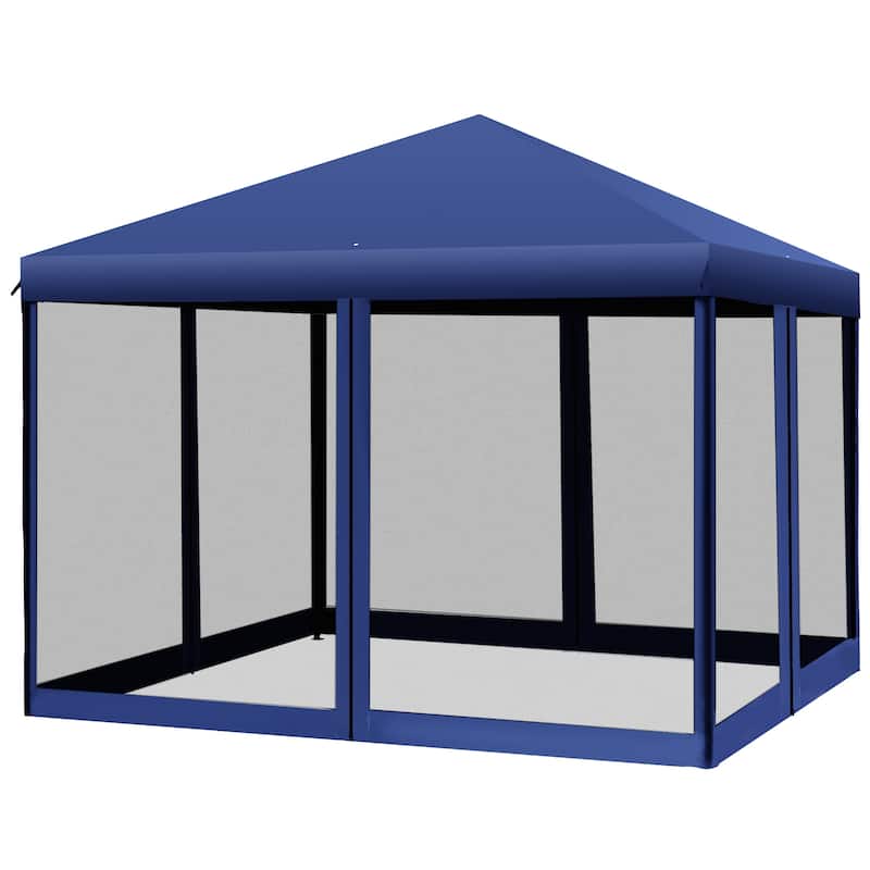 Outsunny 10' x 10' Heavy Duty Pop Up Canopy with Removable Mesh Sidewall Netting, Easy Setup Design, Outdoor Party Event