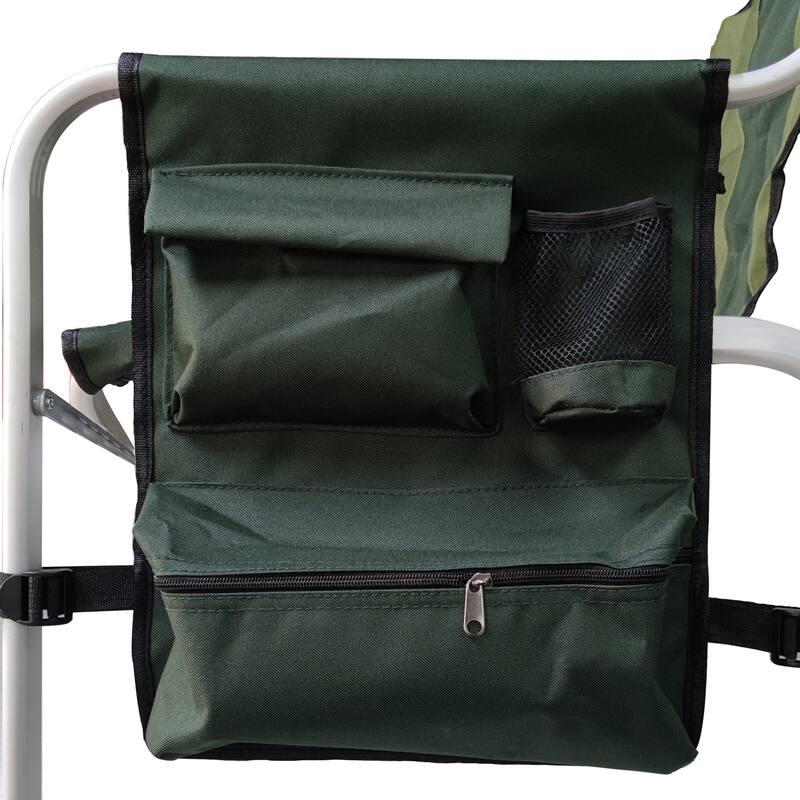2-piece Padded Folding Outdoor Chair with Side Table and Storage Pockets
