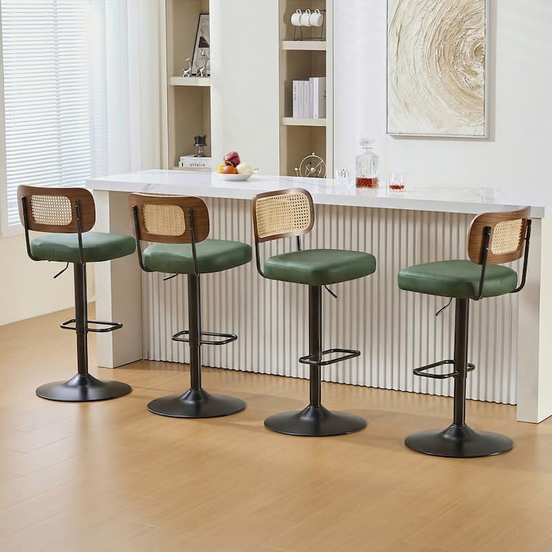 Adjustable Height Swivel Bar Stools with Back and Footrest - 17.7"W x 15.75"D x 35"-42.9"H