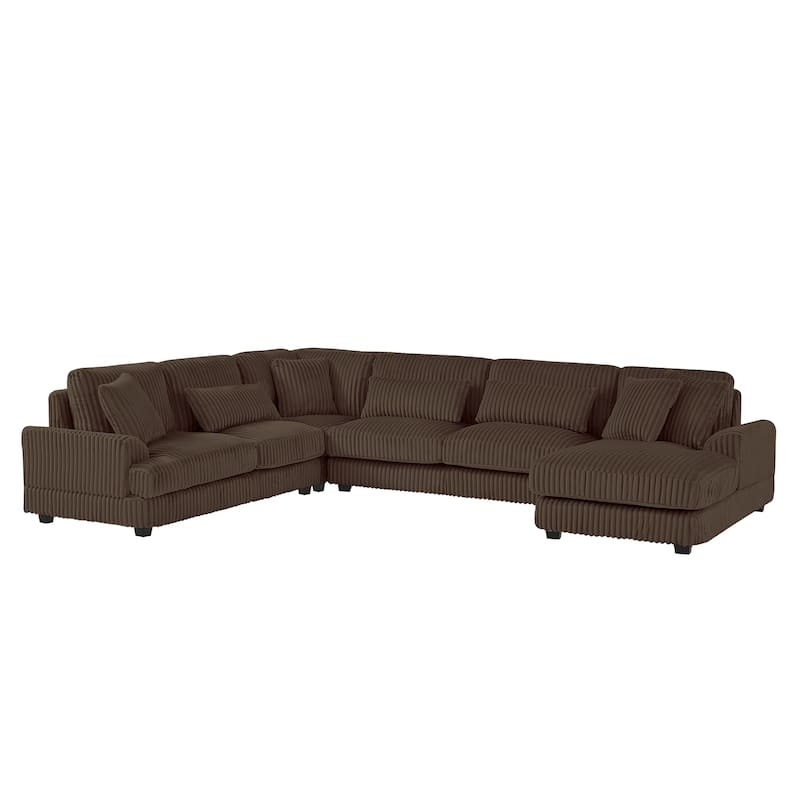 Oversized Corduroy Sectional Sofa with a Chaise