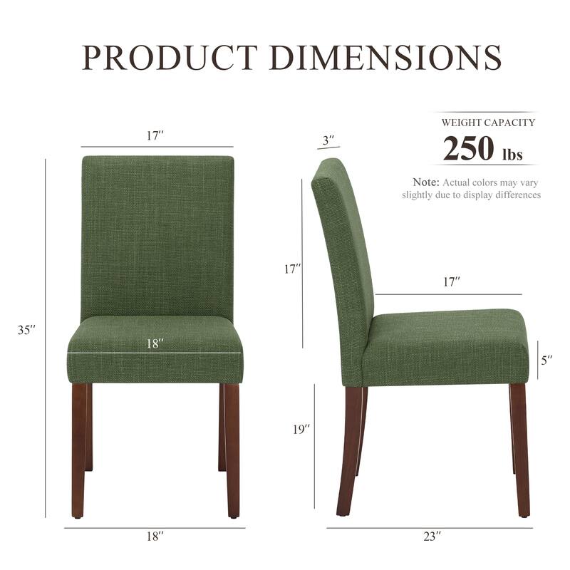 Set of 2 Modern Fabric Dining Chairs, Beige Upholstered Side Chairs with Wood Legs for Farmhouse