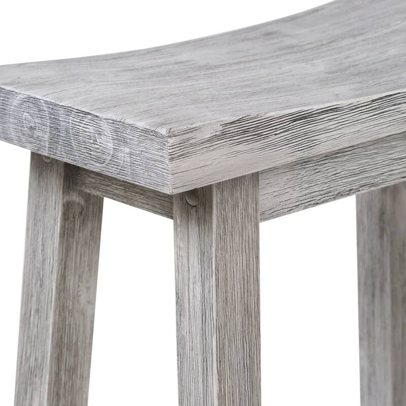 Saddle Design Wooden Counter Stool with Grain Details - 24.25 H x 17.75 W x 10 L Inches
