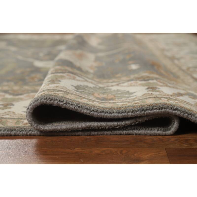 Gray Oushak Indian Area Rug Hand-Knotted Wool Carpet - 8'2" x 9'8"