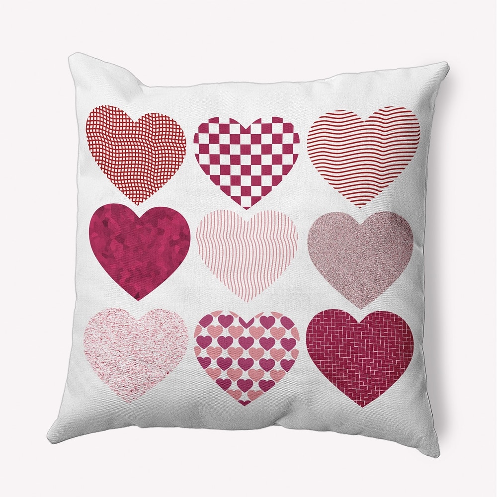 Patterned Hearts Valentines Day Accent Pillow
