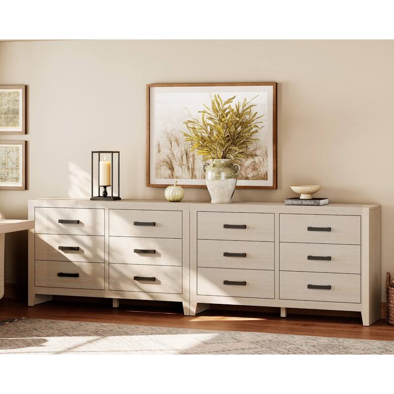 WAMPAT 6-Drawer Farmhouse Dresser - Wood TV Stand, Storage Chest for Bedroom & Hallway